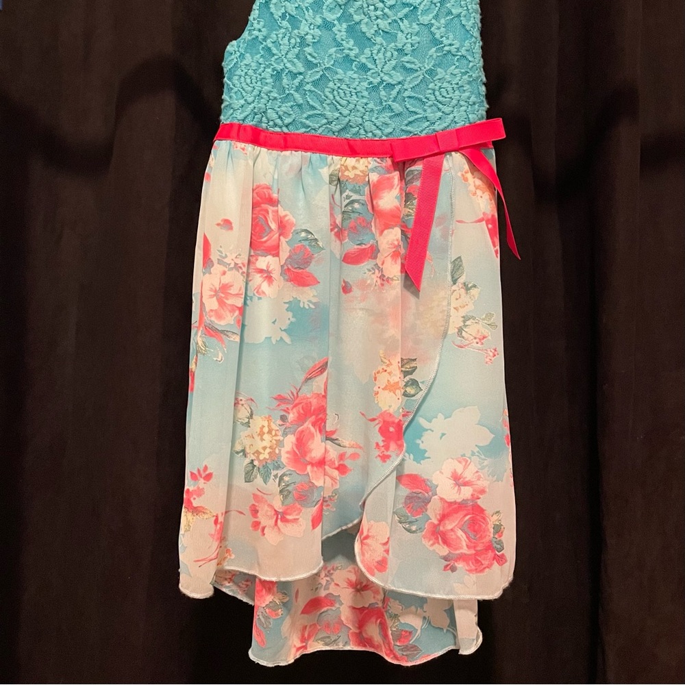 Girls blue floral spring dress